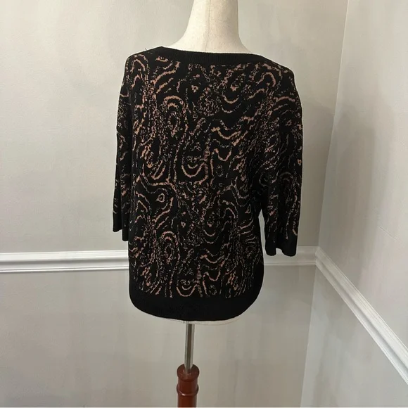 Rachel Comey Cavil jacquard knit top 3/4 sleeves sweater L 10 12 - Picture 5 of 7